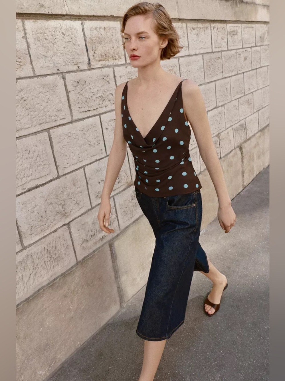 ZARA FLOWY POLKA DOT TOP